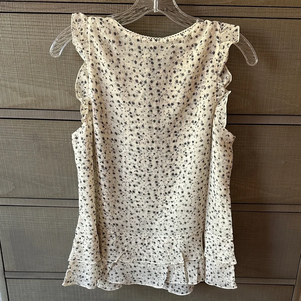 Cabi Cream Ruffle Blouse - Wishful Top - Picture 6 of 8